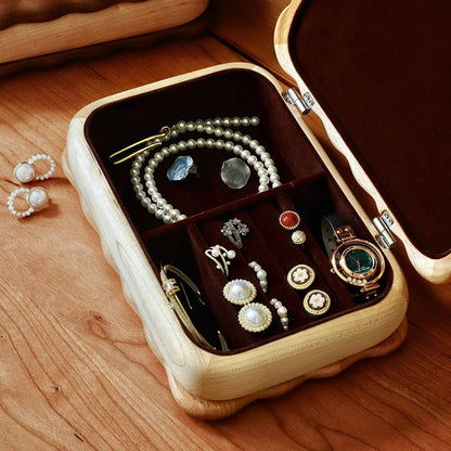 Biscuit-Shaped Wooden Jewelry Storage Box